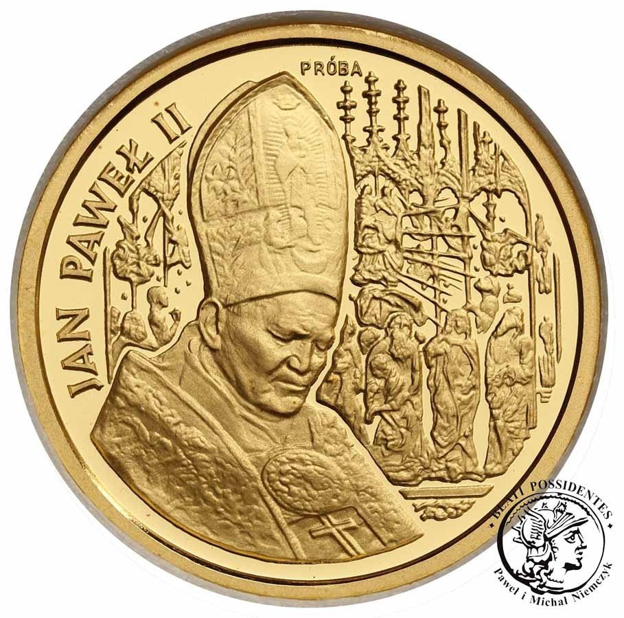 Polska PRÓBA Au 100 000 złotych 1991 Papież Jan Paweł II Ołtarz st.L/L-